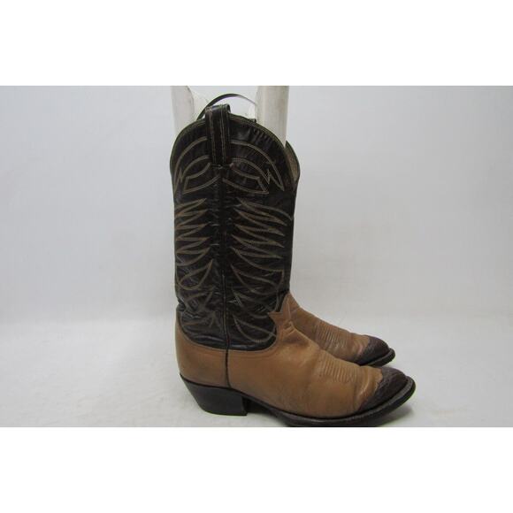 TONY LAMA Gold Label Mens Size 9 D Two Toned Brown Leather Cap Toe Cowboy Boots main image 10